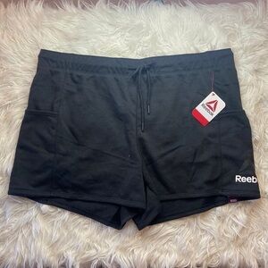 Reebok Relaxed Black Cotton Drawstring Athletic Short